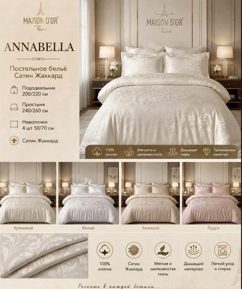 Anabella двуспальное постельное белье белый