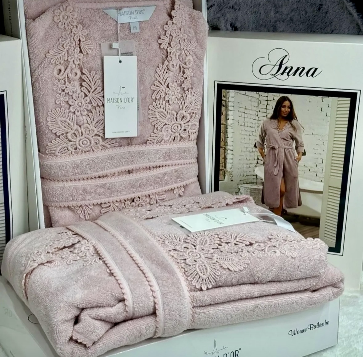 Anna женский халат розовый