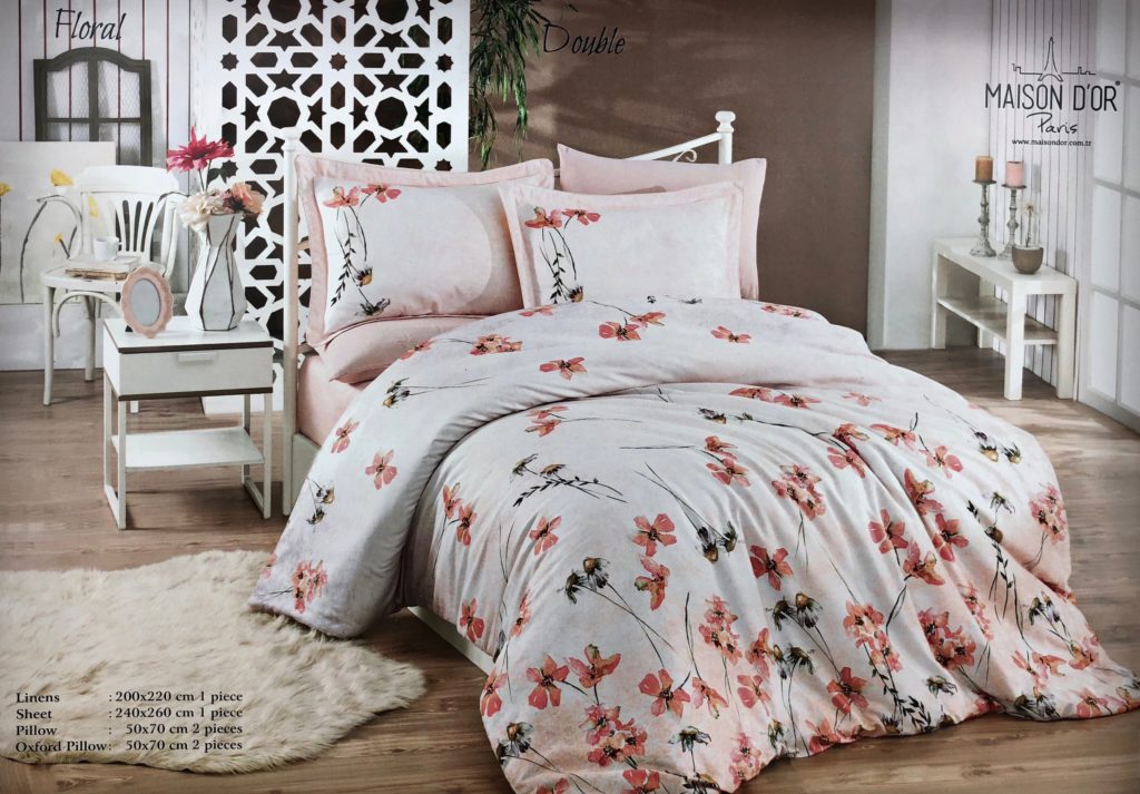 Floral двуспальное постельное белье розовый