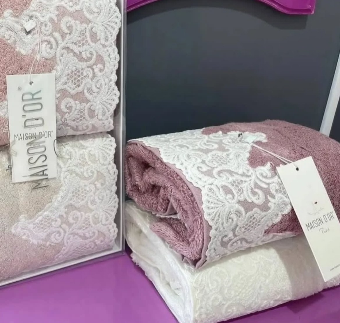 Набор полотенец Jasmin 50x100 см ваниль-розовый