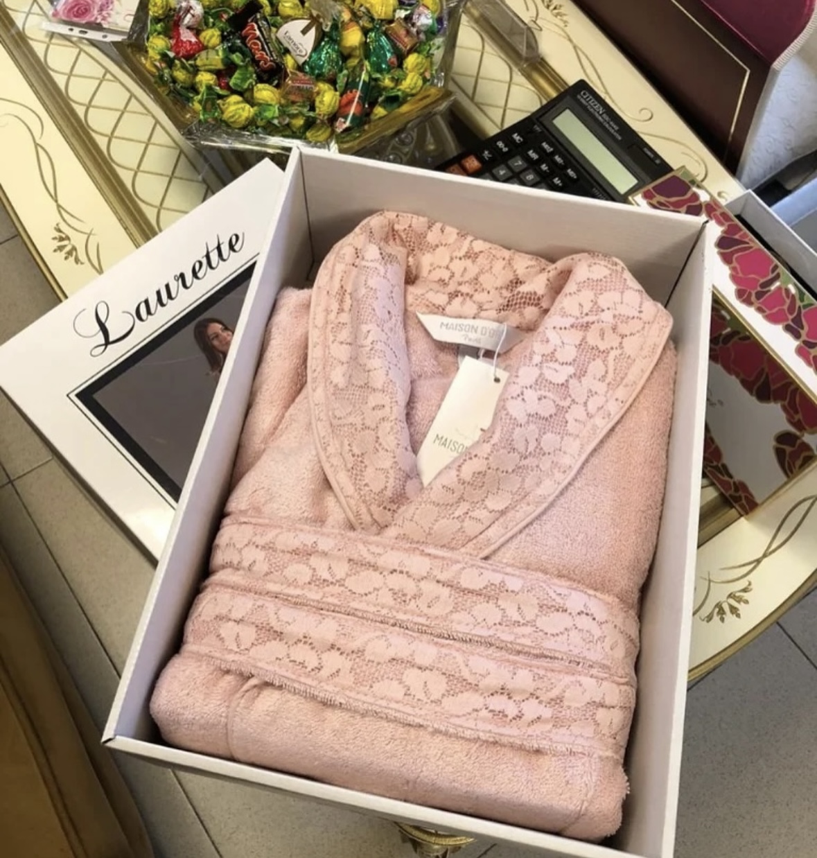 Laurette женский халат персиковый