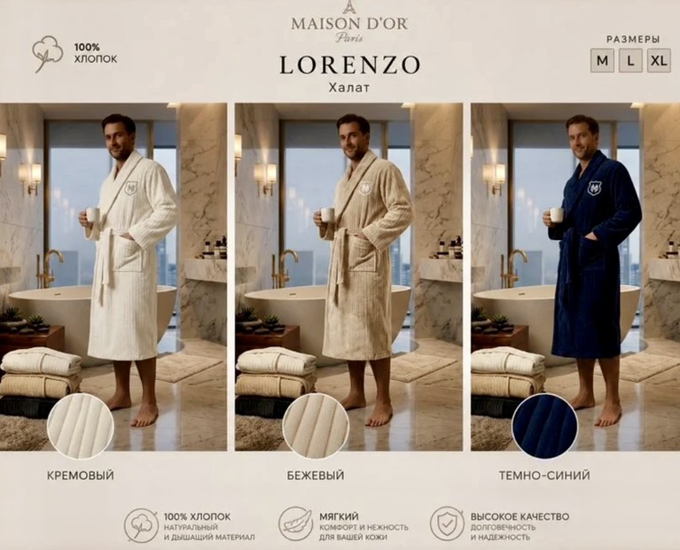 Lorenzo мужской халат антрацит