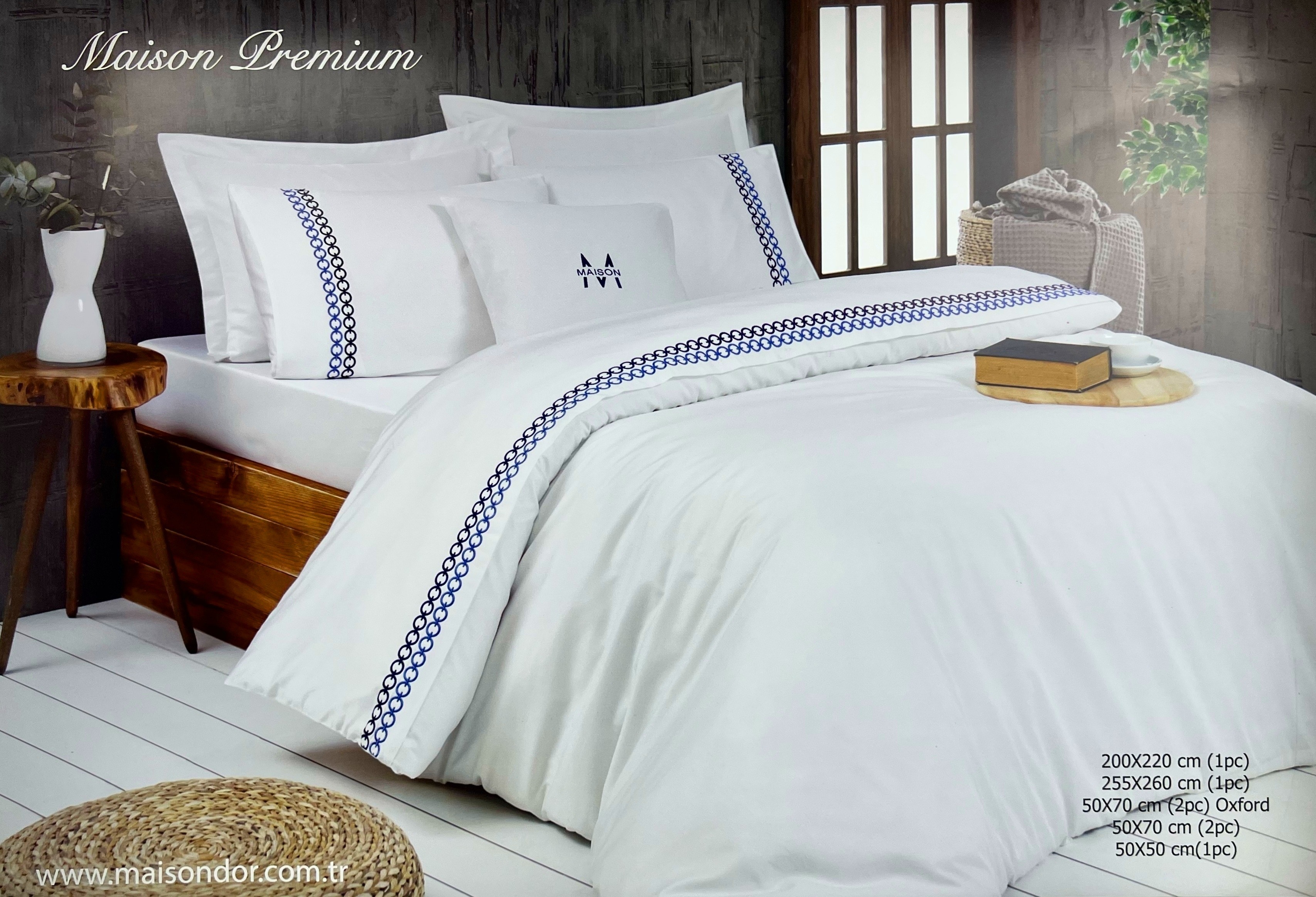 Maison Premium двуспальное постельное белье синий