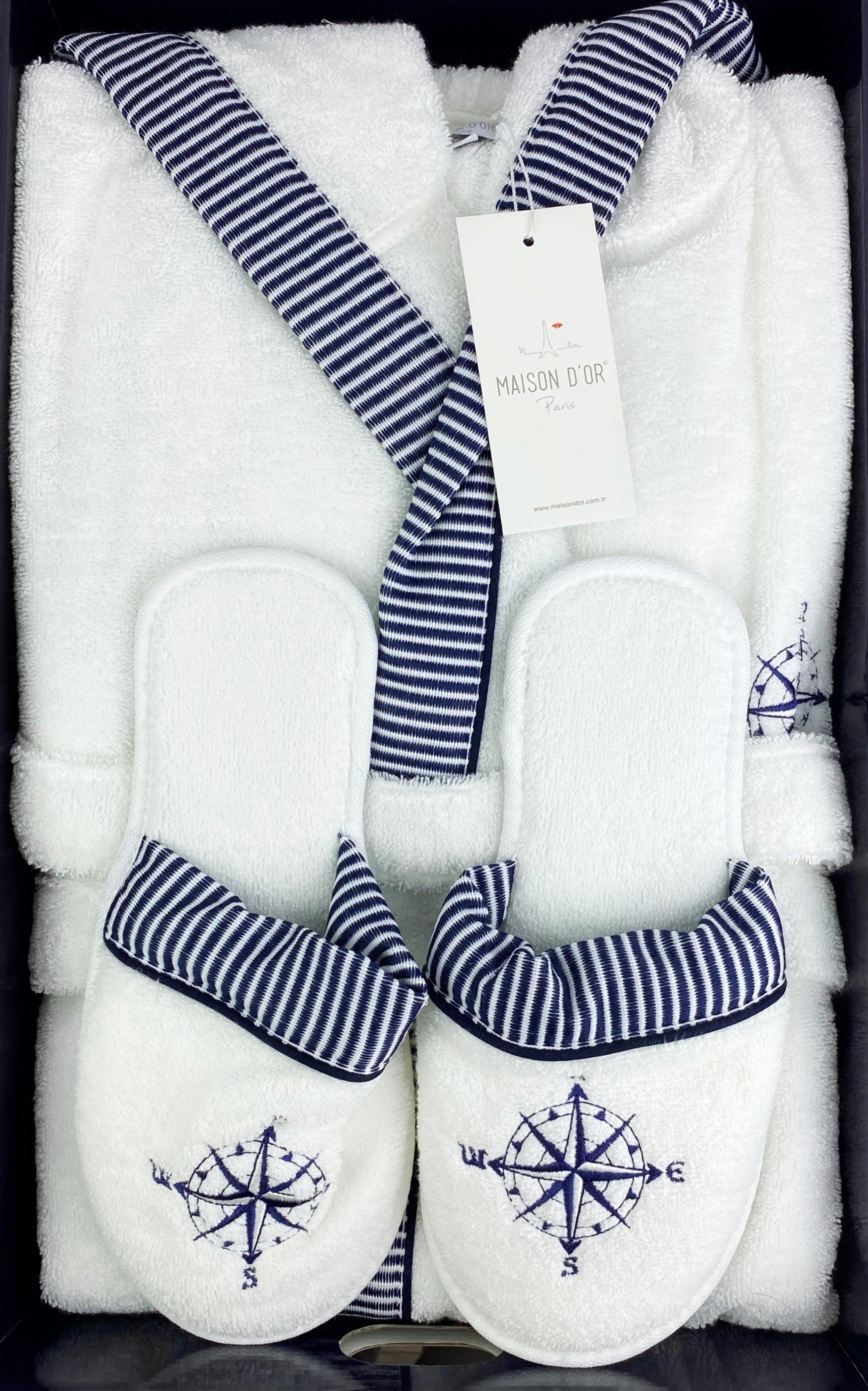 Marine Striped мужской халат белый