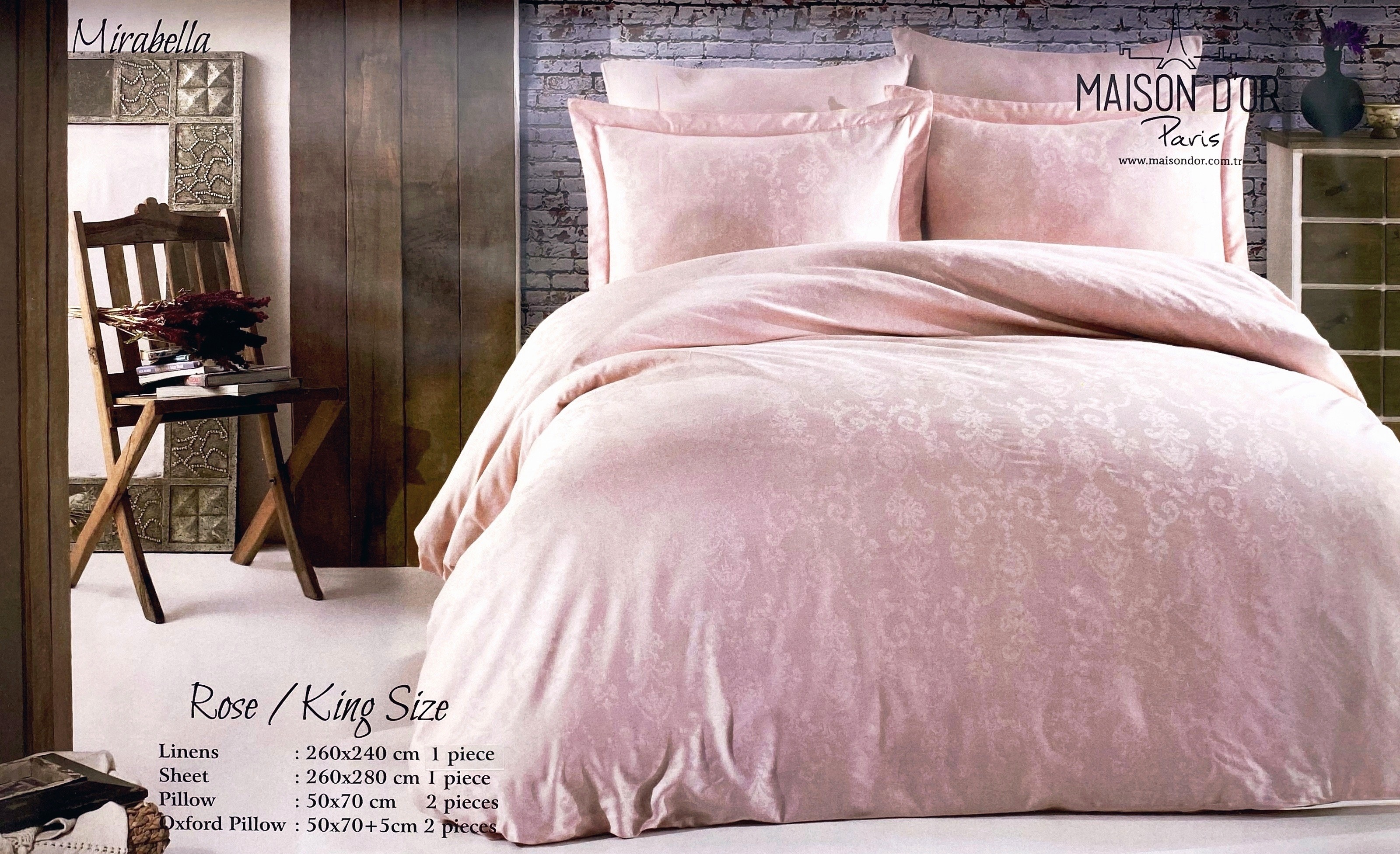 Mirabelle king size двуспальное постельное белье розовый