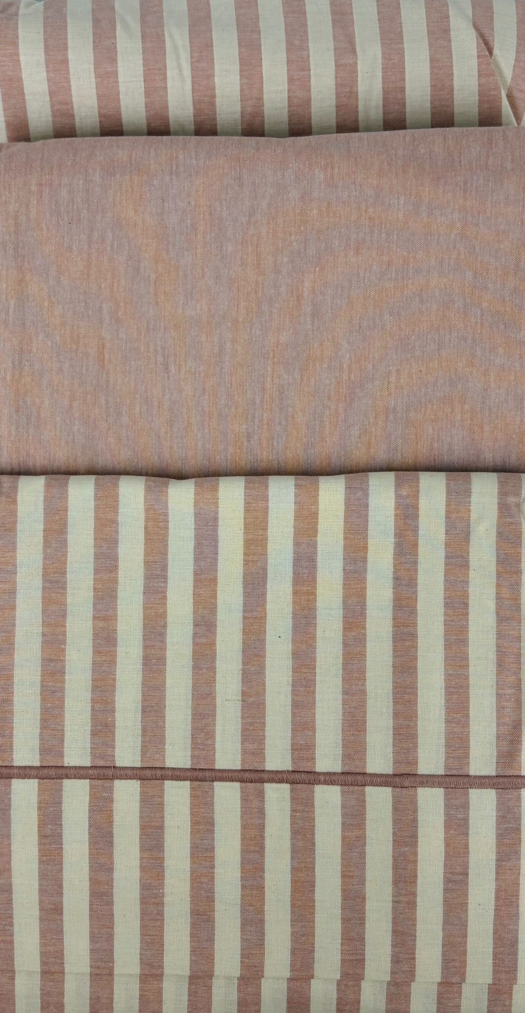 Natural Cotton полутороспальное постельное белье широкая полоска розовый