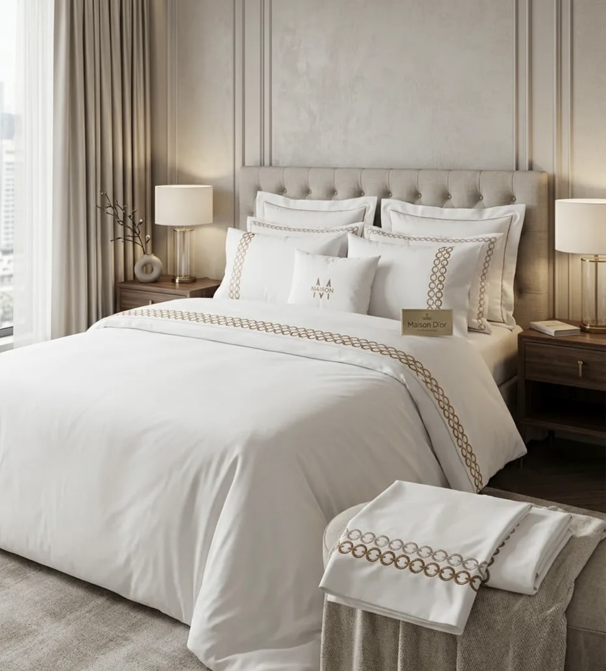 Maison Premium двуспальное постельное белье бежевый