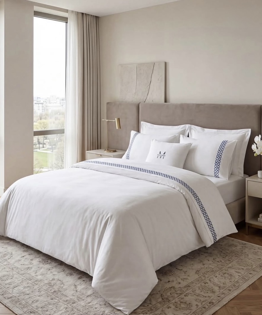 Maison Premium двуспальное постельное белье синий