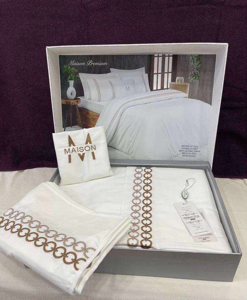 Maison Premium двуспальное постельное белье бежевый