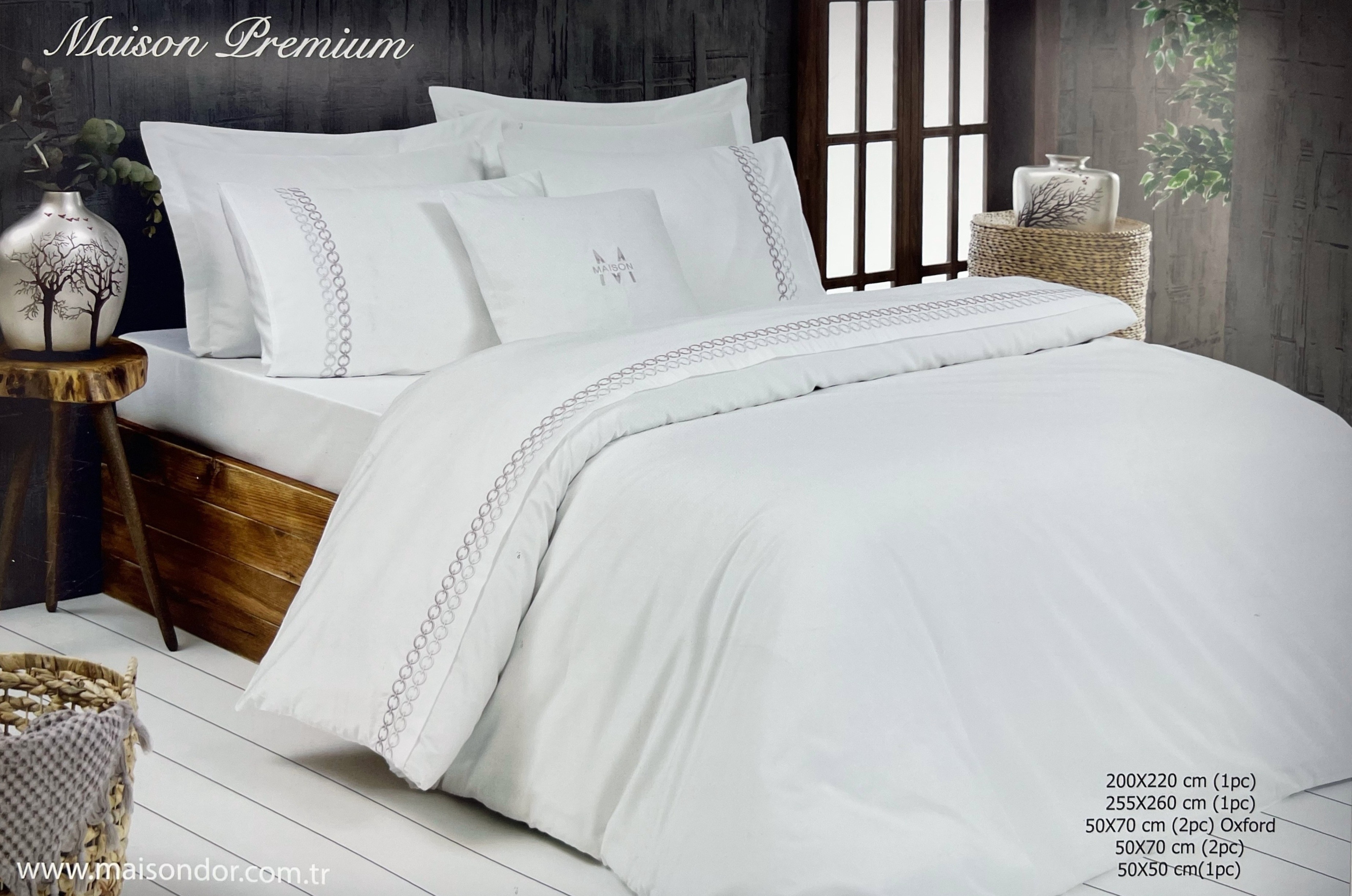 Maison Premium двуспальное постельное белье серый