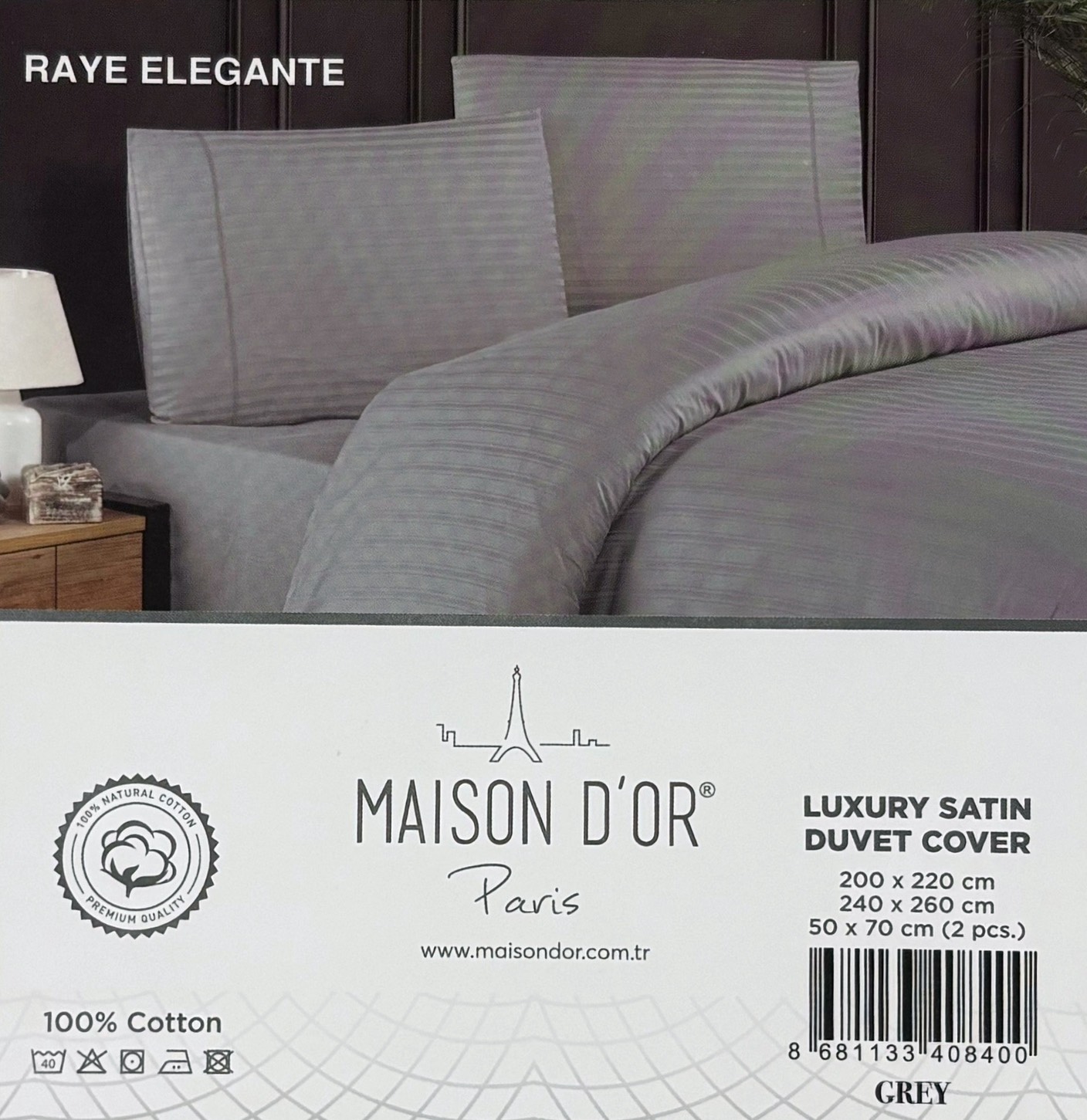 Raye Elegante двуспальное постельное белье серый