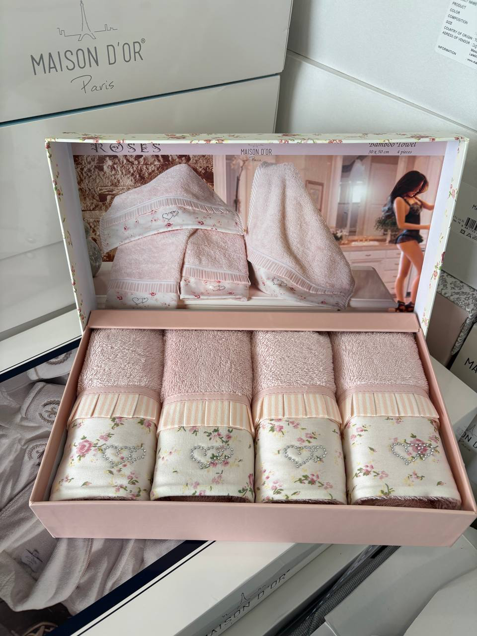 Набор полотенец Roses 30x50 см розовый