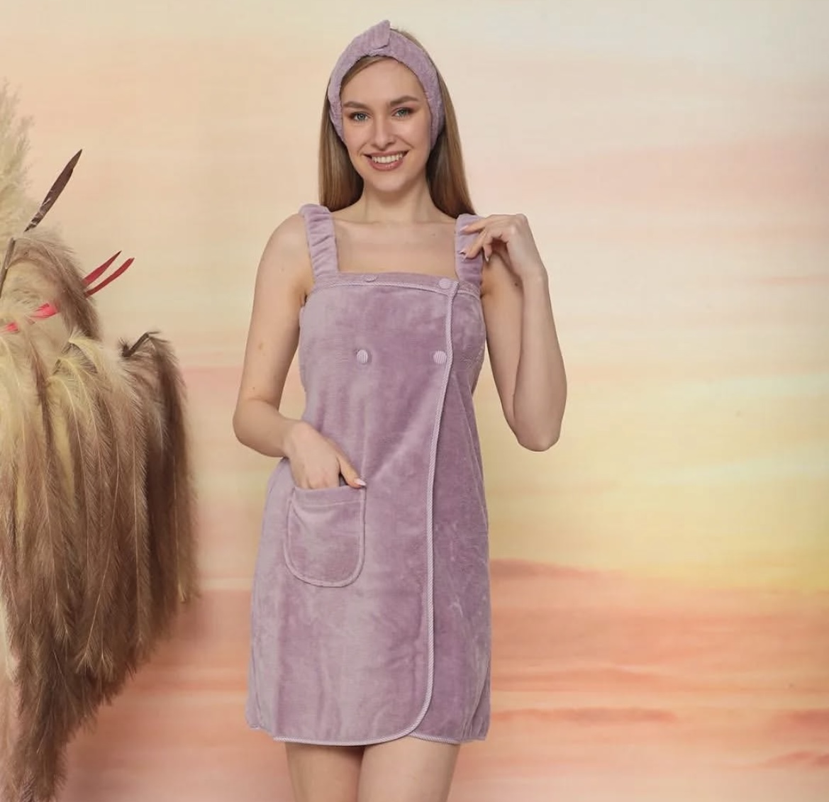 Набор килт + тапочки женский Sauna Skirt фиолетовый
