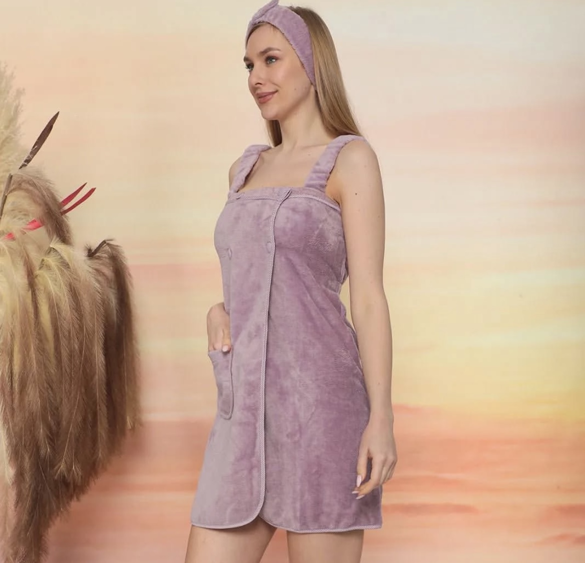 Набор килт + тапочки женский Sauna Skirt фиолетовый