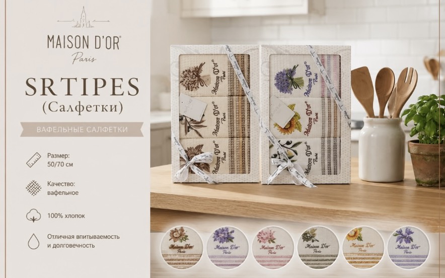 Stripes 50×70 см кухонные полотенца бежевый